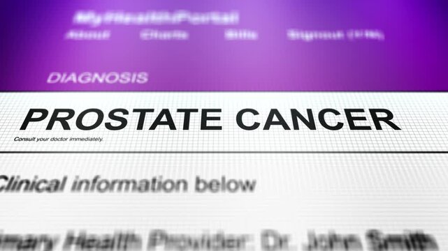 Camera Slides Across Generic Health Portal with Prostrate Cancer Diagnosis