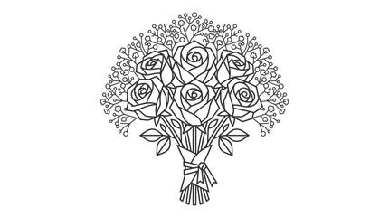 Fototapeta premium Bouquet of Roses and Small Flowers.