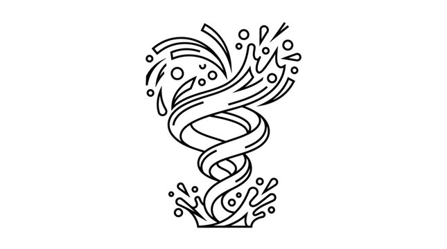 Black and white swirling water splash.