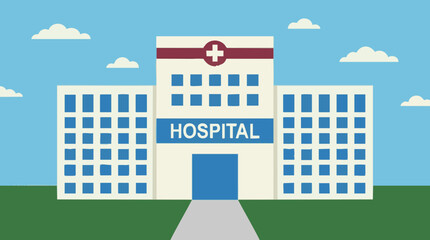 Fototapeta premium Flat design illustration of a hospital building with medical cross