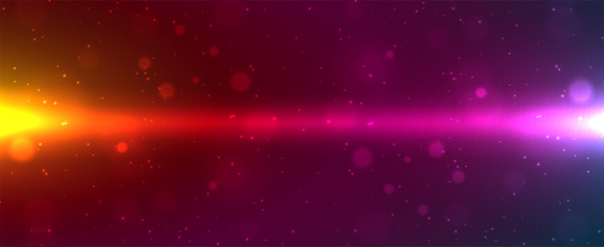Vibrant Abstract Horizontal Light Flare Background With Colorful Glow Particles And Bokeh Effects For Cinematic Banner And Digital Poster
