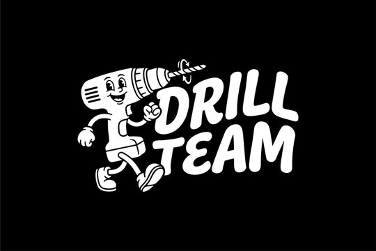 Drill Team Cartoon Character Logo.