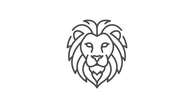 Lion Head Drawing Minimalist Black Lines.