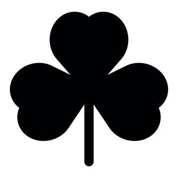 Shamrock silhouette symbol icon shape, vector illustration of black and white three leaf cloverleaf isolated on white