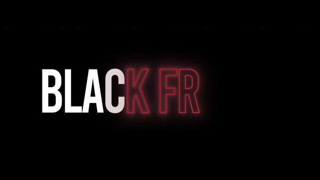 Modern commercial shopping Black Friday text reveal template showing a 3 set variation with a creative red neon sign glow effect for dramatic video intros and promos