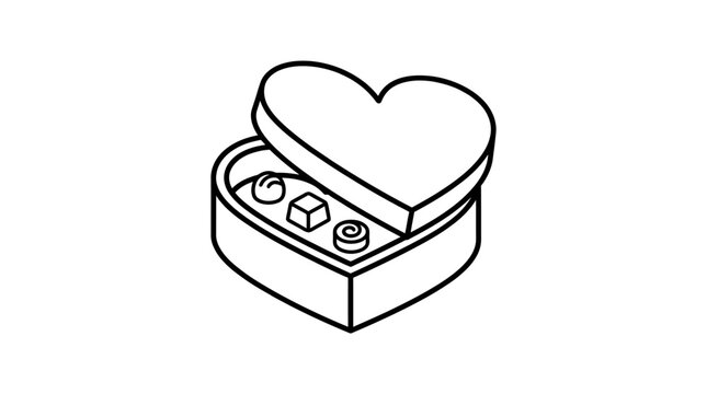 Heart shaped jewelry gift box open.