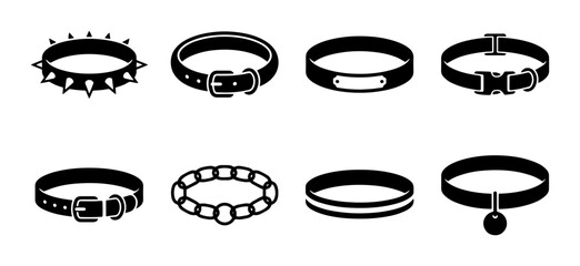 Diverse Collar Collection Vector Icons, Pet Accessories Set, Fashion Neckwear Graphics, Animal Gear Symbols © Bundleprohub