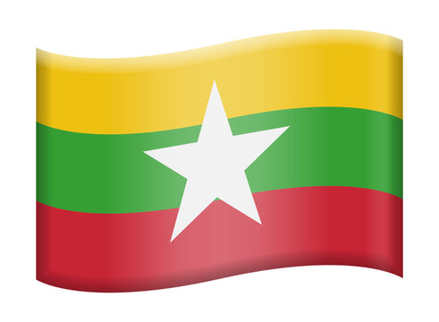 National flag of Myanmar, Myanmar flag emoji illustration, vector icon isolated on transparent background