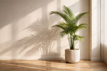 Obraz premium Elegant potted palm in sunlight.