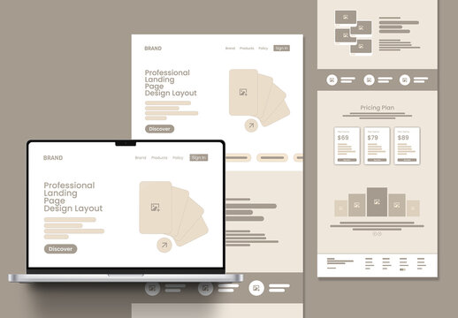 Professional Landing Page Wireframe UI Design Template