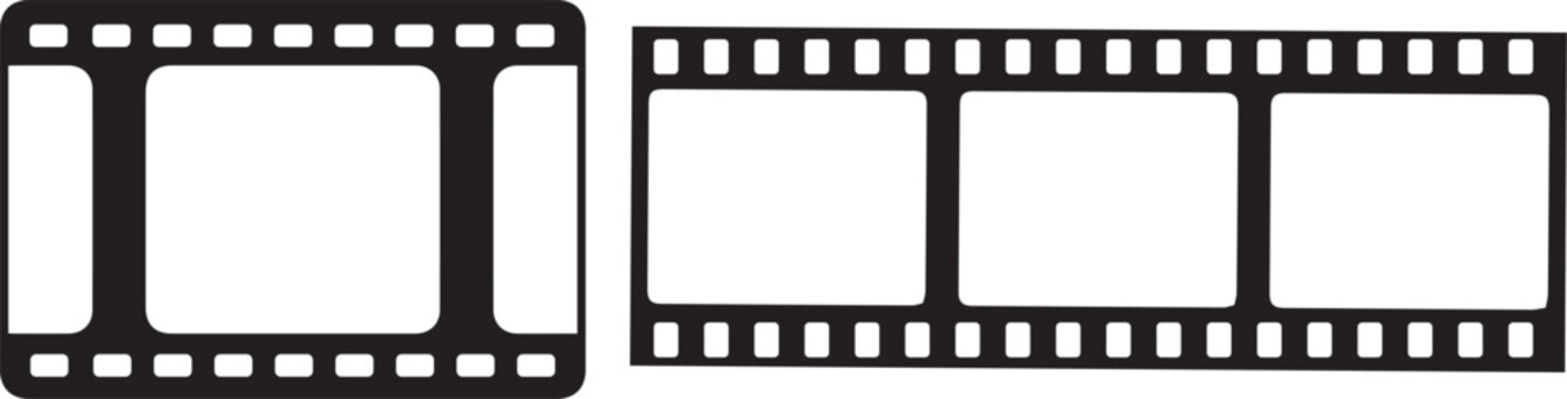 Film strip frame template with empty slots, retro cinema tape, movie reel borders with distressed textures, strips 