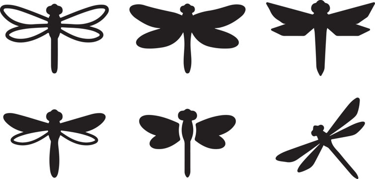 Black dragonfly vector icons in different styles Vector