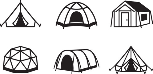Six types of camping tents illustration set Vector © Sazid