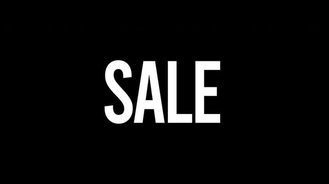 Sale typography text animation featuring a smooth zoom out reveal effect with a vibrant red neon glowing outline on a solid dark black background video clip