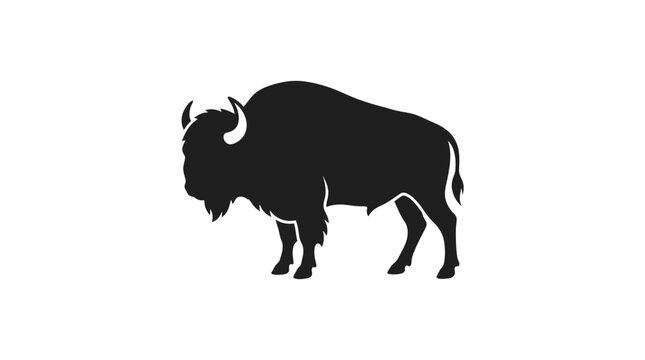 Profile silhouette of a wild American bison bull.