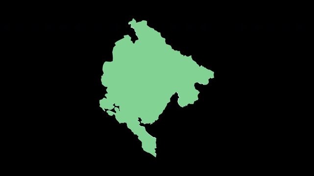 Montenegro green 3D map spin perfect 10 second loop black background