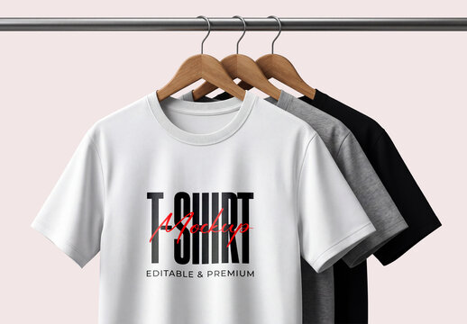 T-Shirt Mockup on Clothing Rack