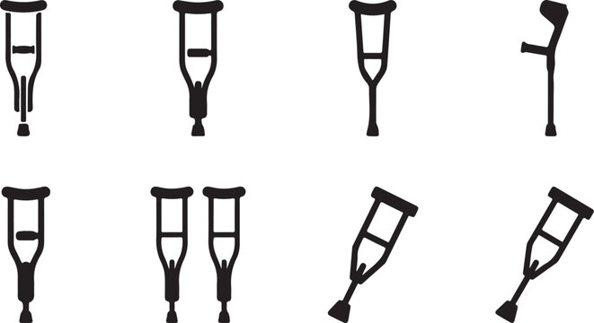 Assorted medical crutches vector icons set Vector