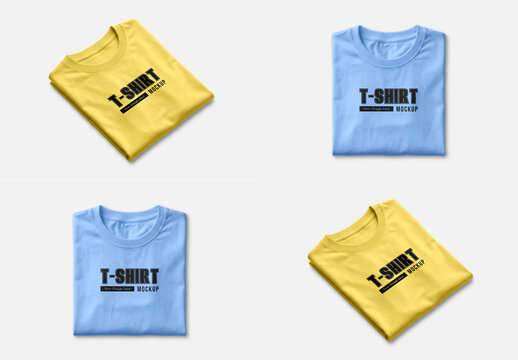 Double Model Folded T-Shirt Mockup Set
