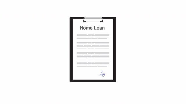 Home Loan Application Signing Animation with Hand and Pen