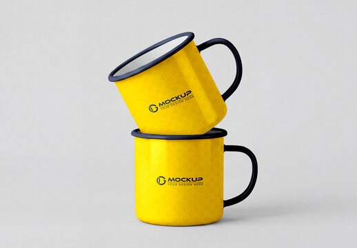Stacked Enamel Mug Mockup Set