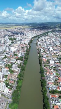 Tubarao, Santa Catarina, Brazil. Tubarao river. Aerial view