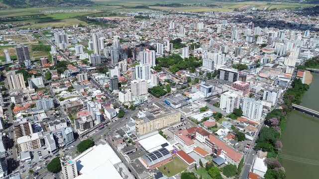 Tubarao, Santa Catarina, Brazil. Tubarao river. Aerial view