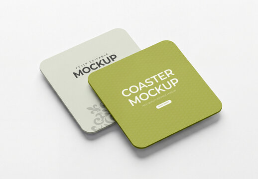 Square Drink Coaster Mockup