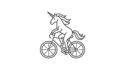 Obraz premium Unicorn riding a bicycle fast.