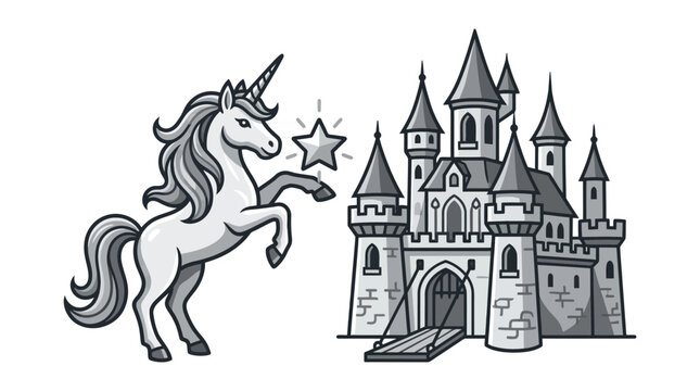 Unicorn with horn and star.