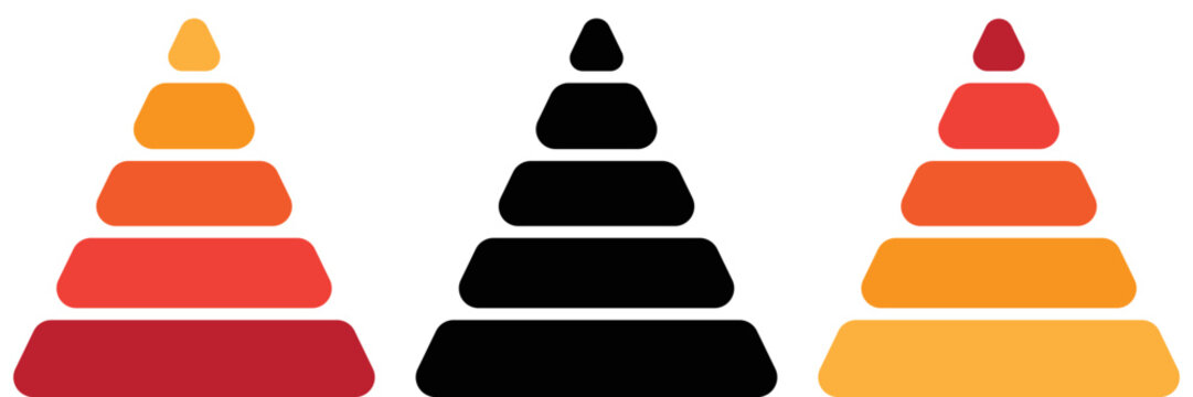 5 level Triangular pyramid colorful icon. Success and strategy signs. Business hierarchy symbols. educational materials. diagrams with ascending levels