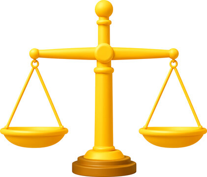 Yellow scale of justice 3D icon.