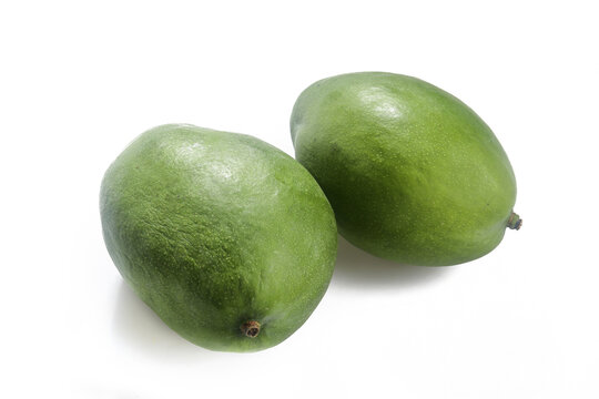 Fresh Green Kate Mangoes from Panzhihua Sichuan China on White Background