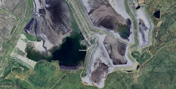 Palabora Mine Tailings Complex Satellite View, Phalaborwa South Africa