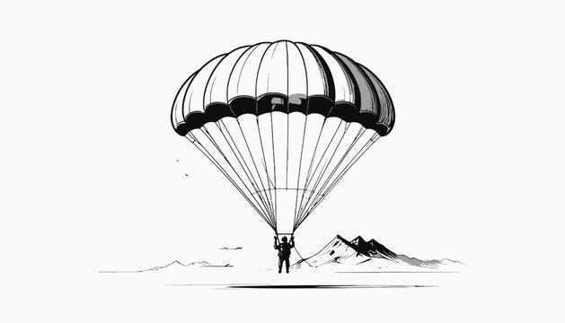 Person with open parachute landing safely.