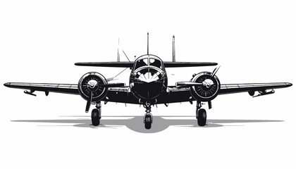 Vintage Military Airplane Front View. © Nurdiansyah