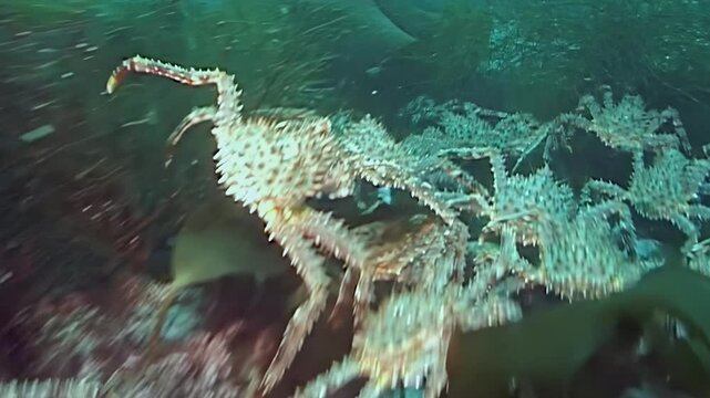 Observe the majestic Red King Crab Paralithodes Camtschaticus undertaking an epic migration.