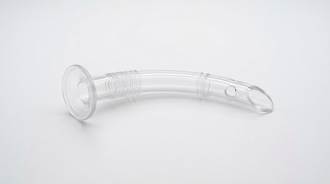 Nasopharyngeal Airway In Clear Rubber Isolated on White Background &ndash; Respiratory & Emergency Care Equipment Stock Photo