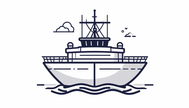 Large Ship Sailing on Water Surface.