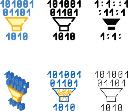 binary code filtration color minimal icon vector. binary code filtration sign. isolated symbol illustration