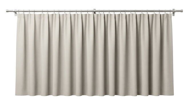 Modern beige pleated window curtain on metallic rod