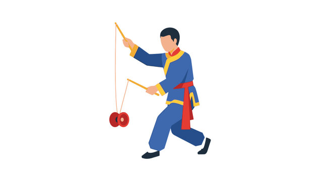 Traditional Chinese Yo Yo Performer in Motion.