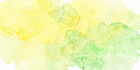 Abstract watercolor splashes of yellow and green evoke a sense of fresh spring bloom and natural beauty. © Afsana
