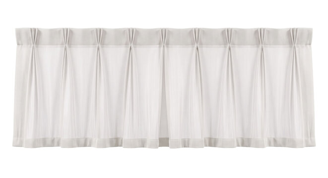 White pinch pleat short window curtain valance panel