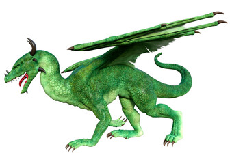 Fototapeta premium 3D Rendering Fairy Tale Dragon on White