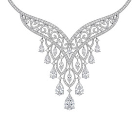 Luxury diamond silver tiara necklace jewelry design asset © shuphanida