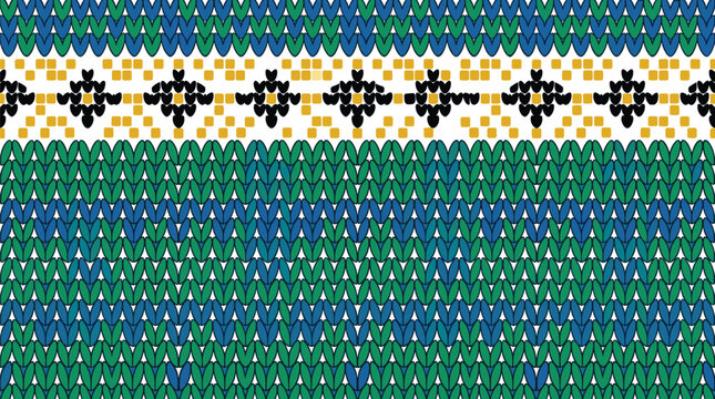 Seamless Knitted Textile Pattern with Nordic Fair Isle Motifs, Woven Wool Texture, Traditional Winter Sweater Design, and Cozy Vector Background