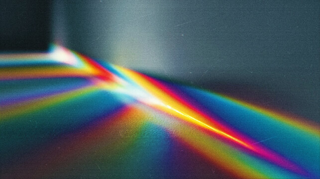 Abstract Prism Light Refraction with Vibrant Rainbow Spectrum on Dark Minimal Background