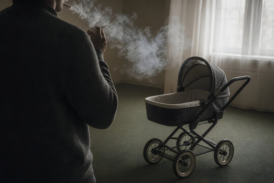 Secondhand Smoke Threat Near Empty Baby Pram