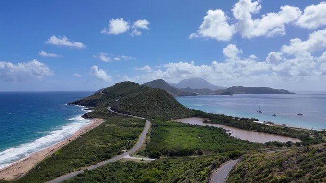 Atlantic Ocean and Caribbean Sea from Timothy Hill. St. Kitts